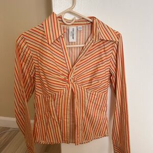 Trendy Striped Blouse with Twist Front